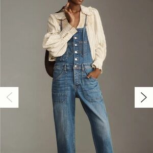 Pilcro Washed Blue Denim Women's Overalls with Button-Front Bib